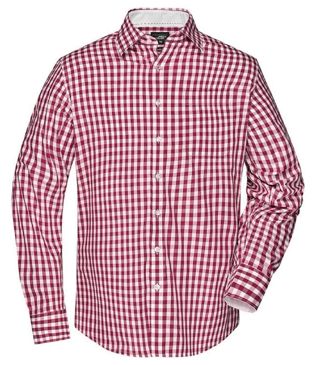 chemise manches longues carreaux vichy HOMME JN617 - rouge bordeau