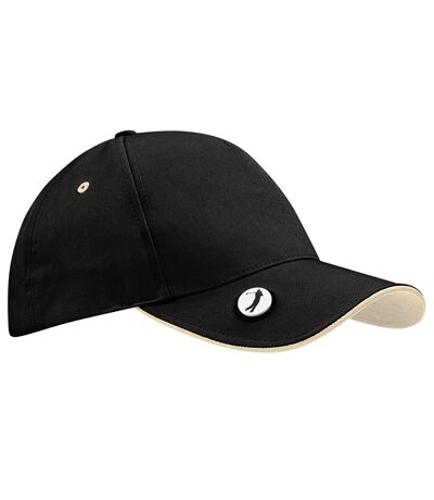 Beechfield Pro-Style Ball Mark Golf Baseball Cap / Headwear (Pack of 2) (Black/Putty) - UTRW6735