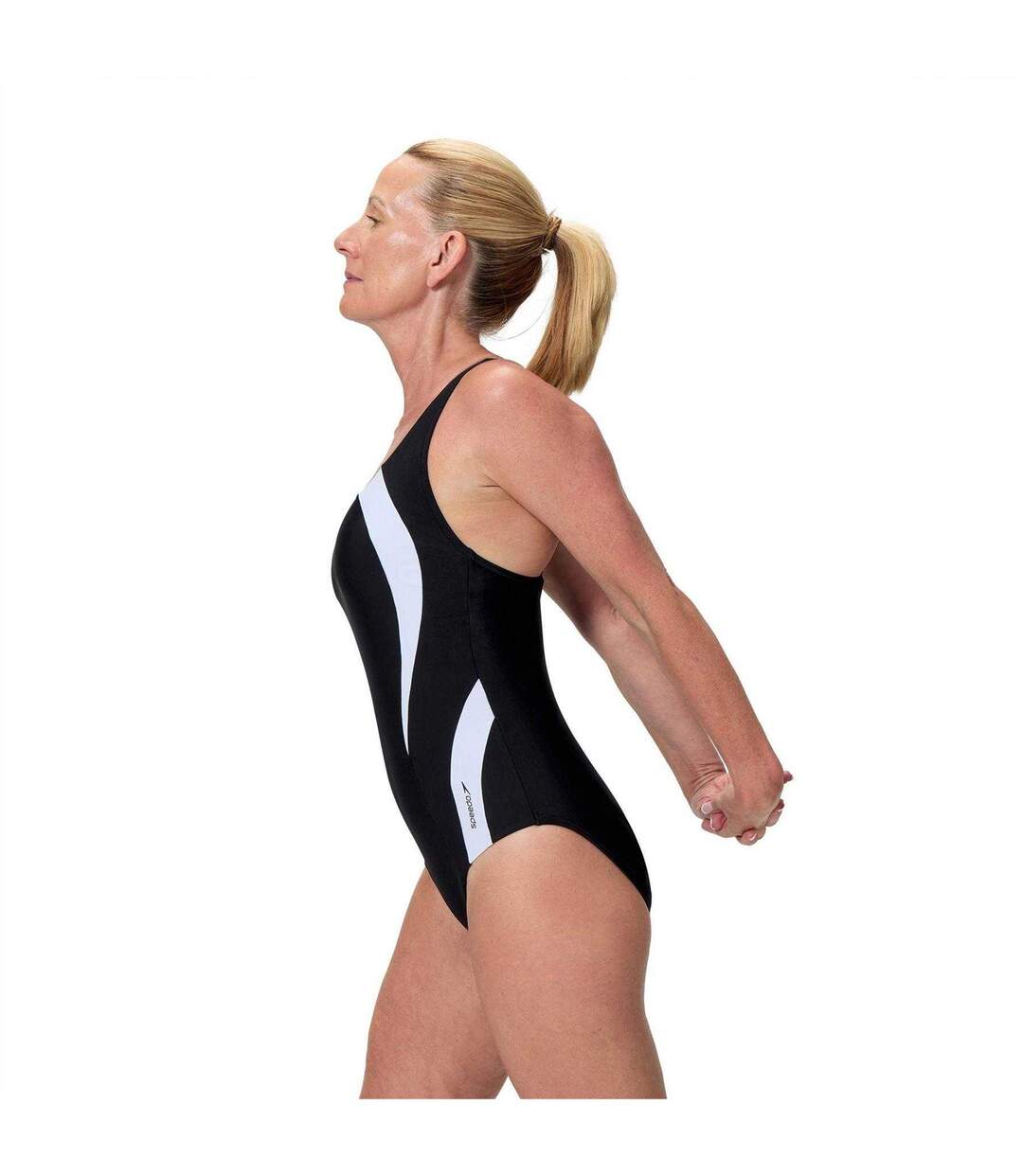 Maillot De Bain 1 Pièce Motif/style À Panneaux Femme Anthracite Blanc Speedo-4