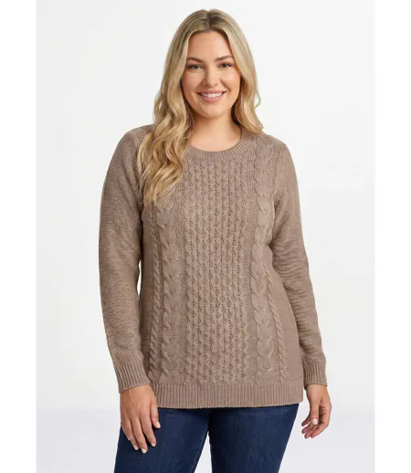 Pull-tunique jersey envers et torsades