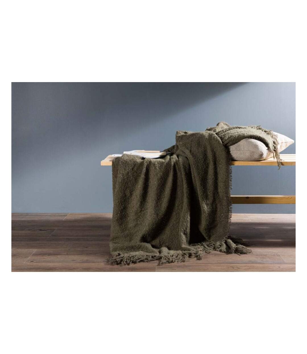 Jeté de canapé en polyester avec pampilles Stanly 170 x 130 cm-4