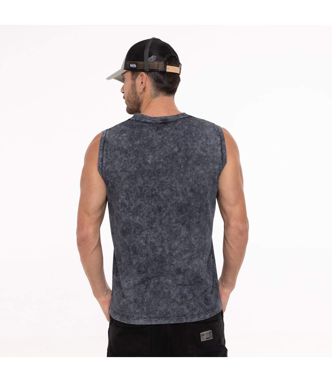 Débardeur homme col rond en jersey acid wash Moto Vondutch-3