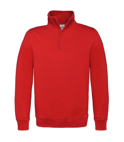 B&C Mens ID.004 Cotton Quarter Zip Sweatshirt (Red)