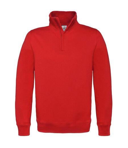 B&C Mens ID.004 Cotton Quarter Zip Sweatshirt (Red) - UTBC5348