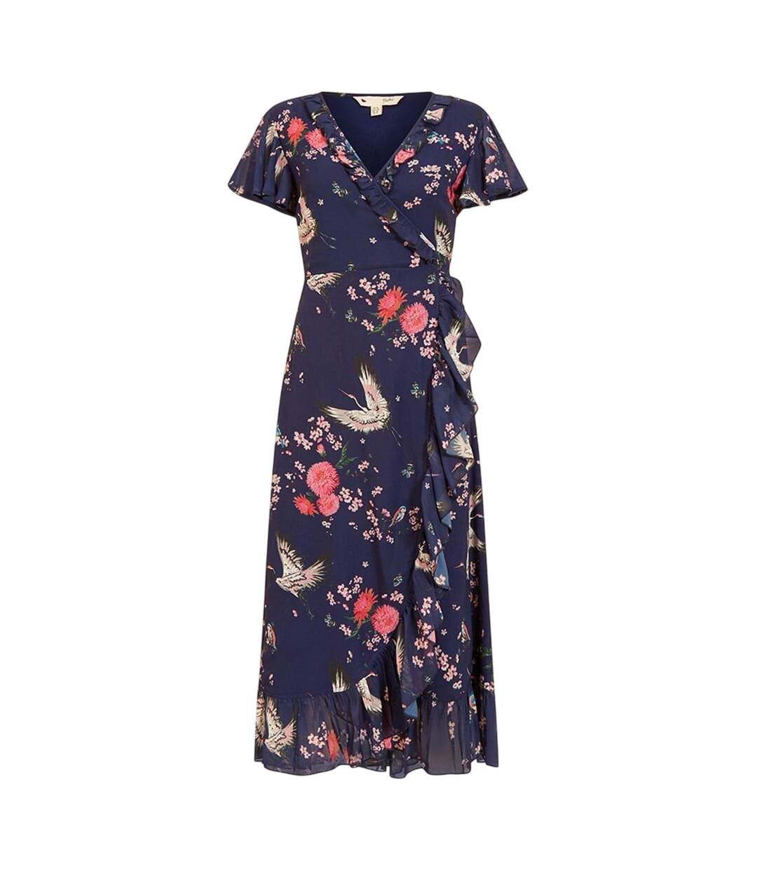 Robe Portefeuille Motif/style Grue Femme Bleu Marine Yumi-2