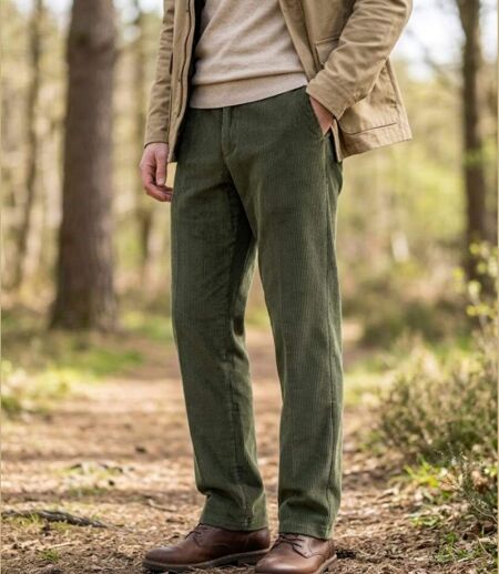 CHALLENGER FELIX1 — Pantalon velours vert foncé : l'élégance confortable au quotidien