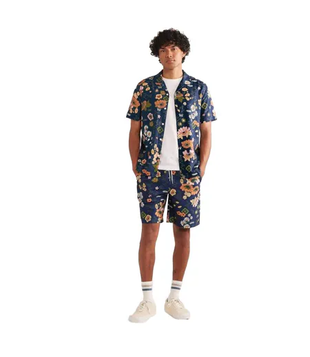 Mens Colbert Floral Swim Shorts Indigo Print Farah