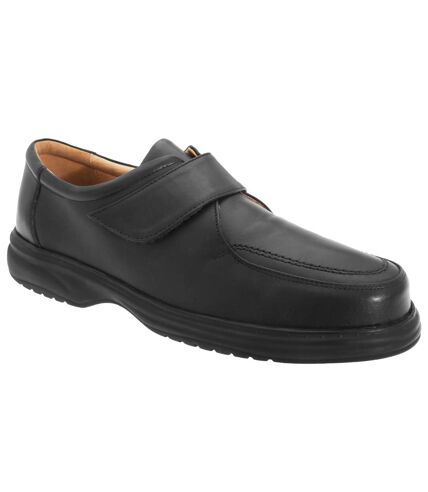 Roamers Mens Superlite Wide Fit Touch Fastening Leather Shoes (Black) - UTDF119