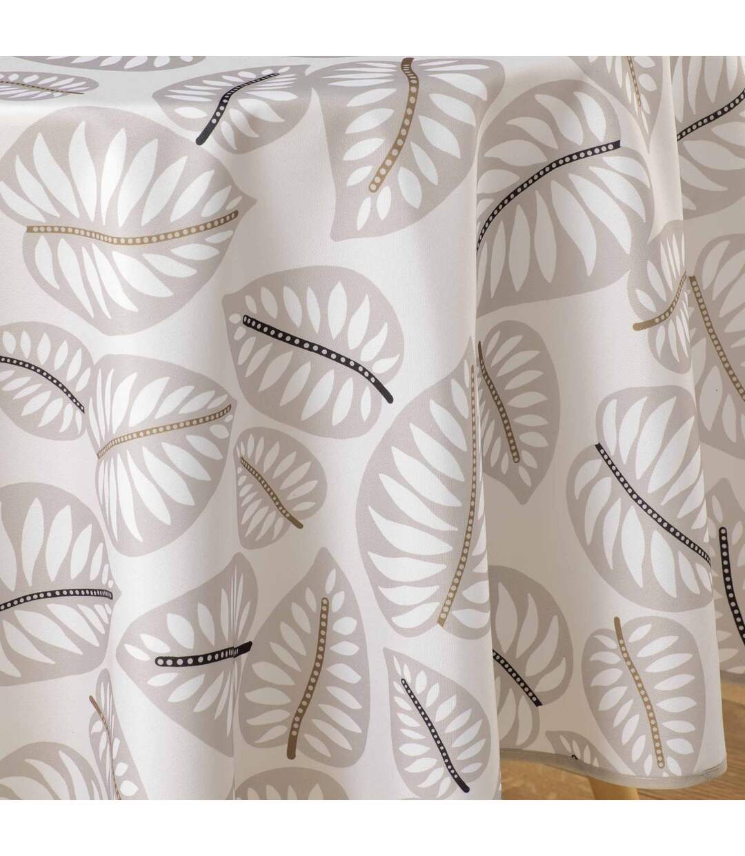 Nappe Antitache Ronde Imprimé Alma 180cm Naturel-2