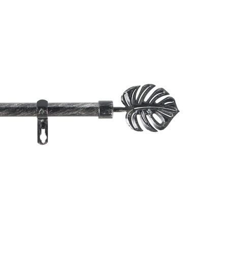 Kit de tringle à rideaux extensible Feuille - L210 /L380 cm - Patine Noir