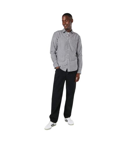 Mens classic gingham check long-sleeved shirt black Burton