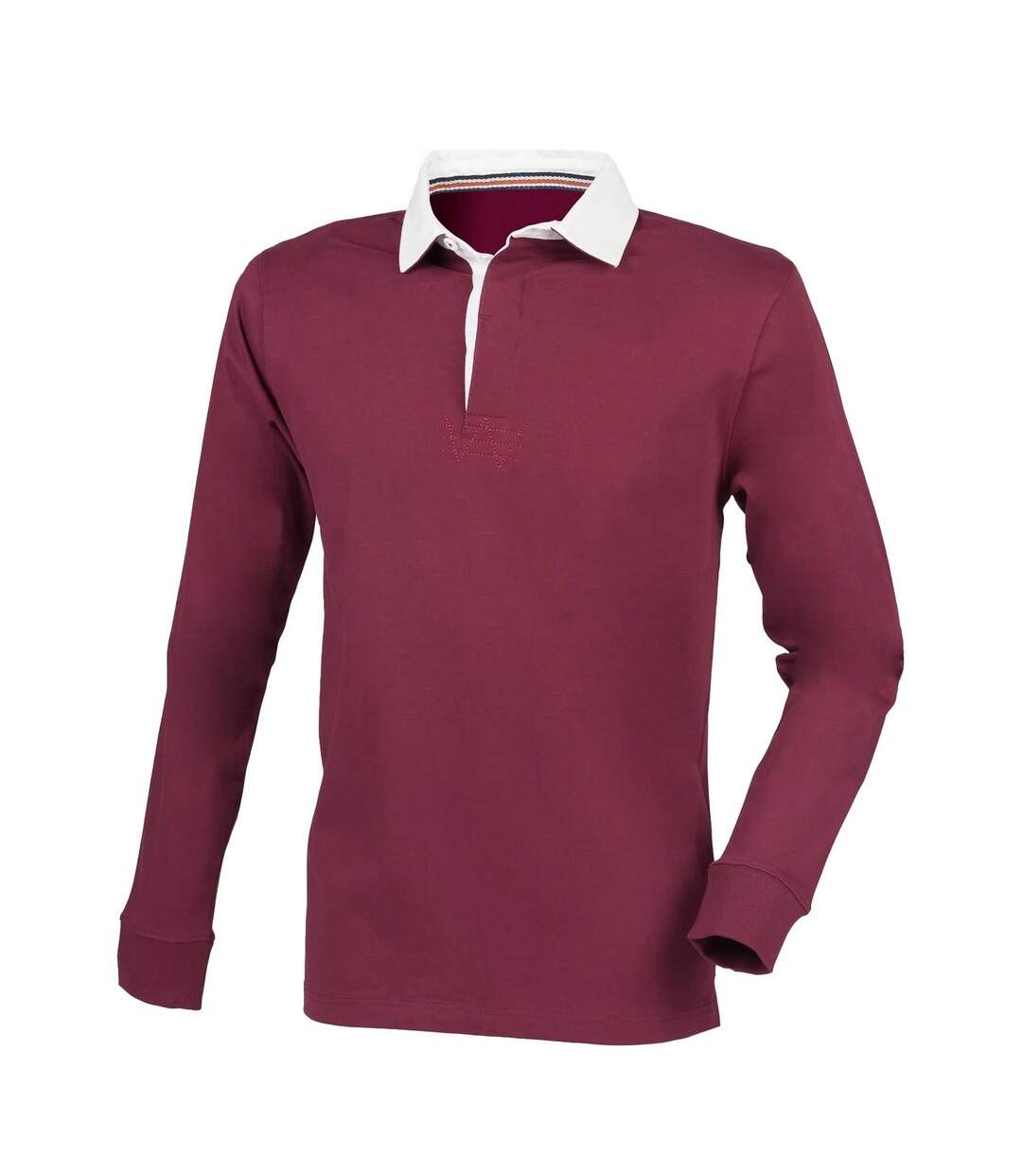 Mens premium rugby shirt deep burgundy Front Row