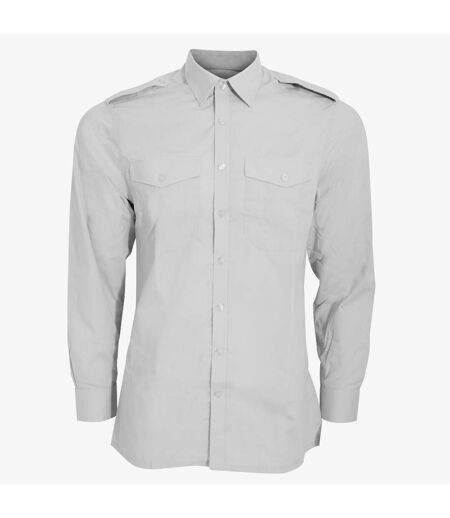 Kustom Kit Mens Long Sleeve Pilot Shirt (White)