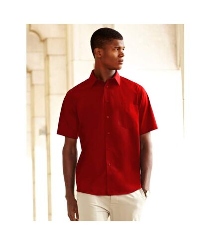 Fruit Of The Loom Mens Short Sleeve Poplin Shirt (Red)