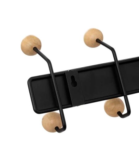 Patère Murale en Bois 10 Boules 44cm Noir