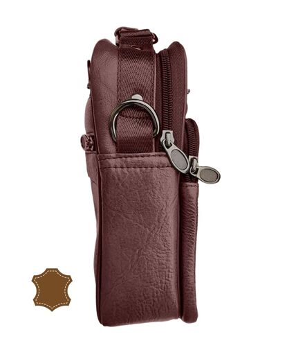 Sacoche bandoulière homme en CUIR - Sacoche multi poches - cuir vachette - cognac