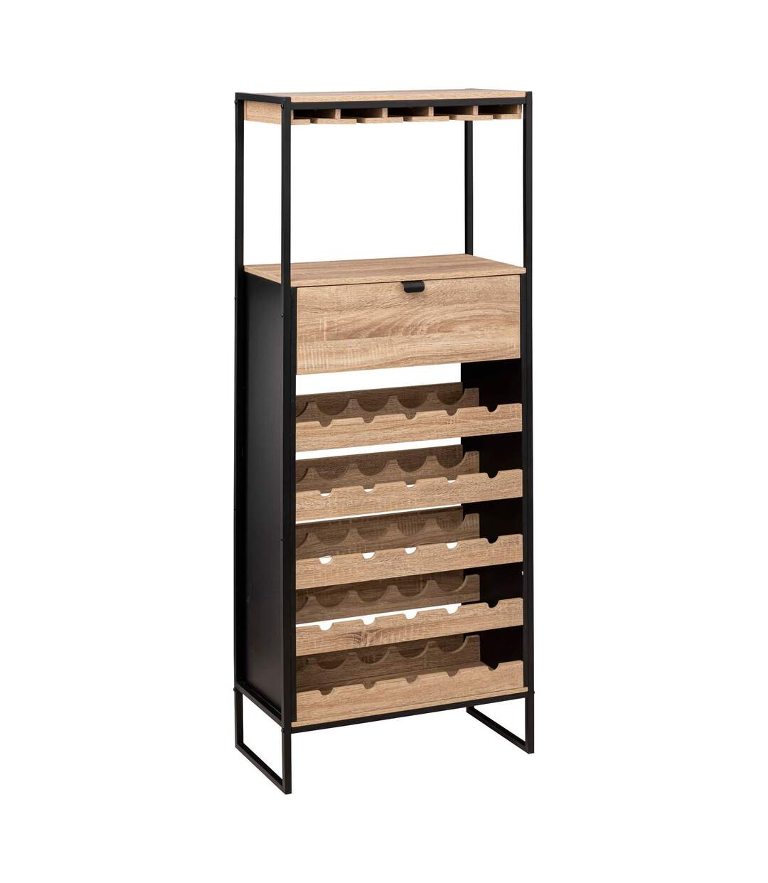 Meuble bar avec rack pour 25 bouteilles en bois ALIAJ - Noir-1