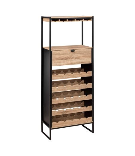 Meuble bar avec rack pour 25 bouteilles en bois ALIAJ - Noir