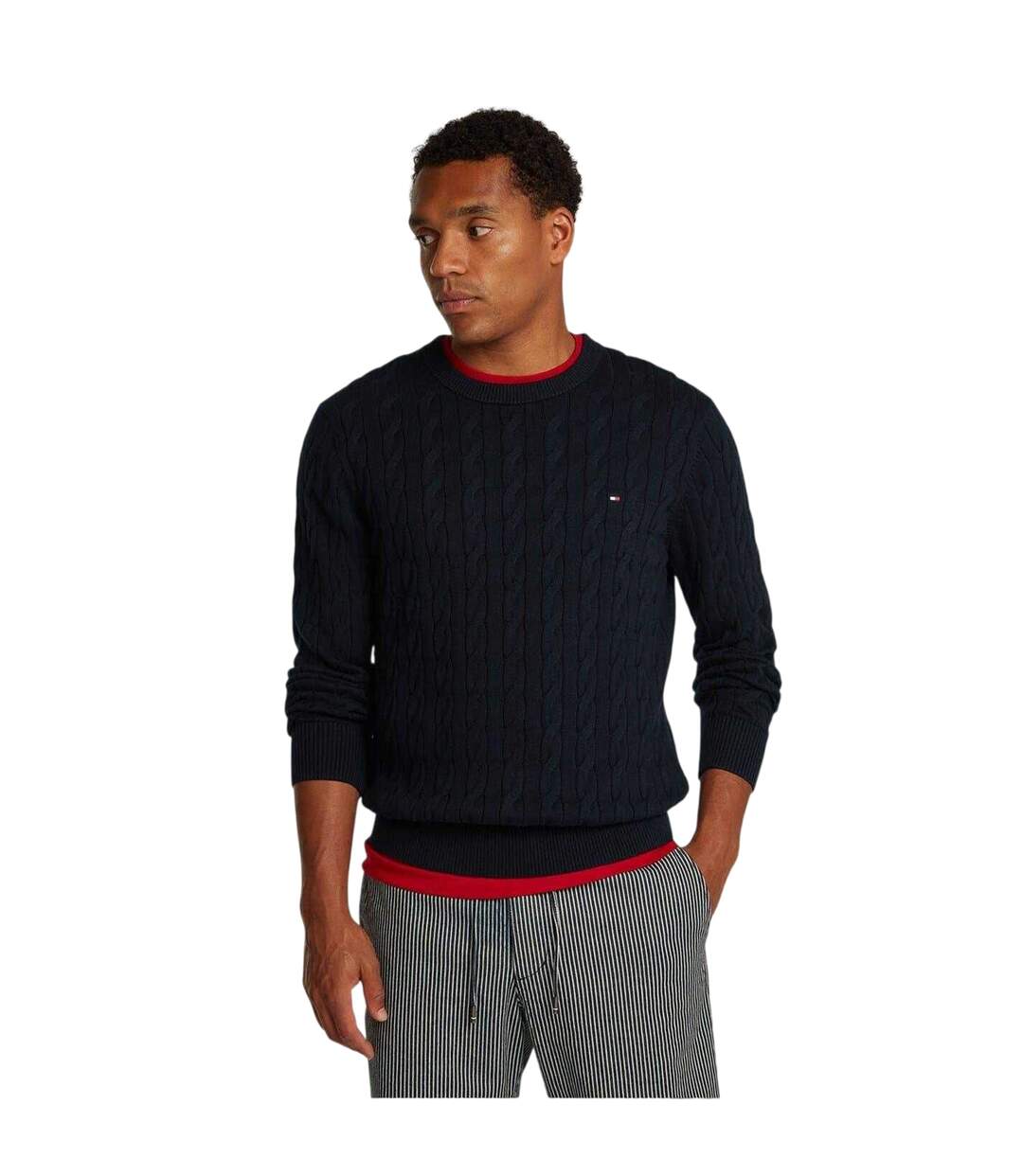 Pull Motif/style Maille Torsadée Homme Rose Foncé Violet Tommy Hilfiger-2