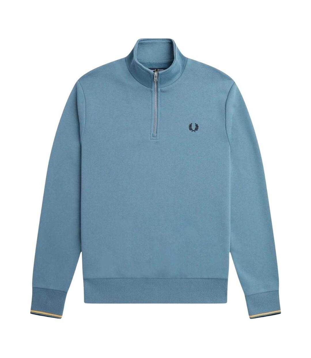 Unisex Adult Half Zip Tipped Sleeve Sweatshirt Blue Fred Perry-1