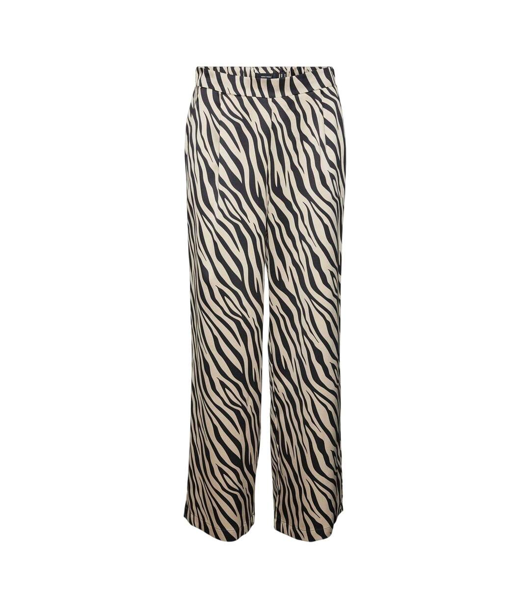 Womens/ladies Lisa Zebra Print Wide Leg Trousers Black Vero Moda-2