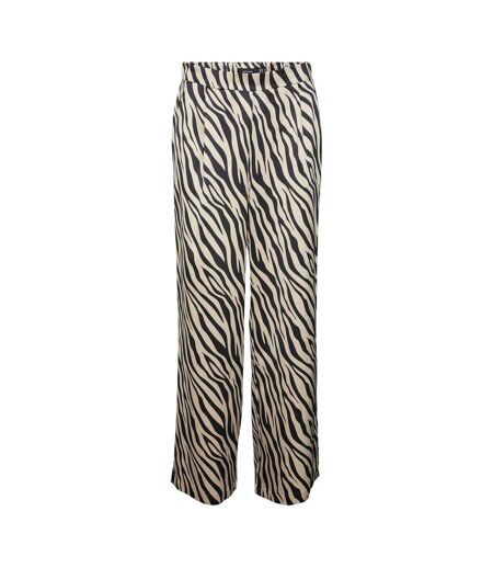 Womens/ladies Lisa Zebra Print Wide Leg Trousers Black Vero Moda