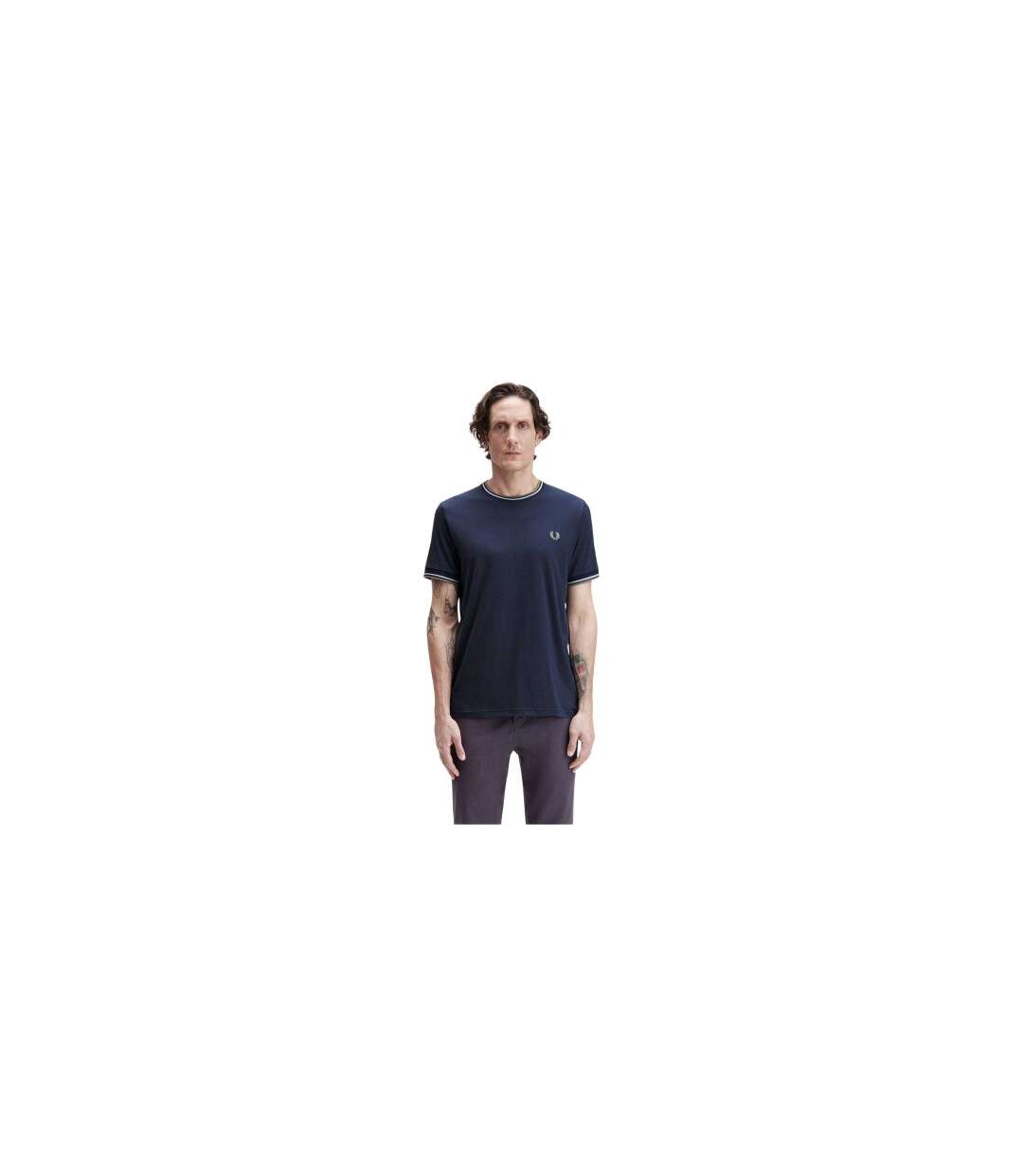 Mens Tipped T-shirt Airforce Blue Fred Perry-1