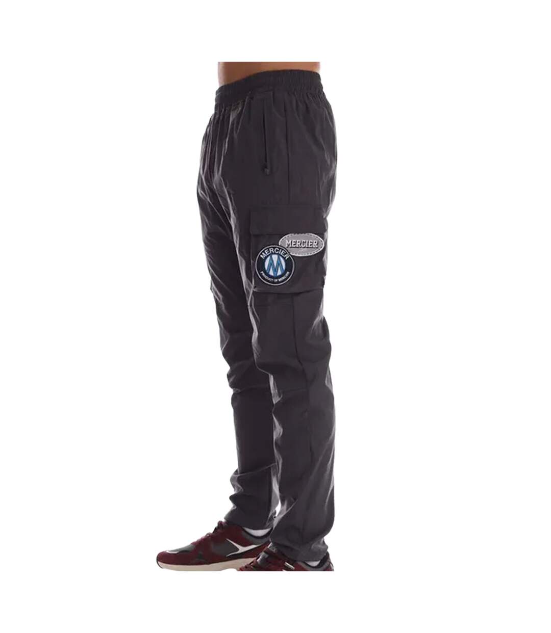 Mens Badge Cargo Trousers Grey Mercier-3