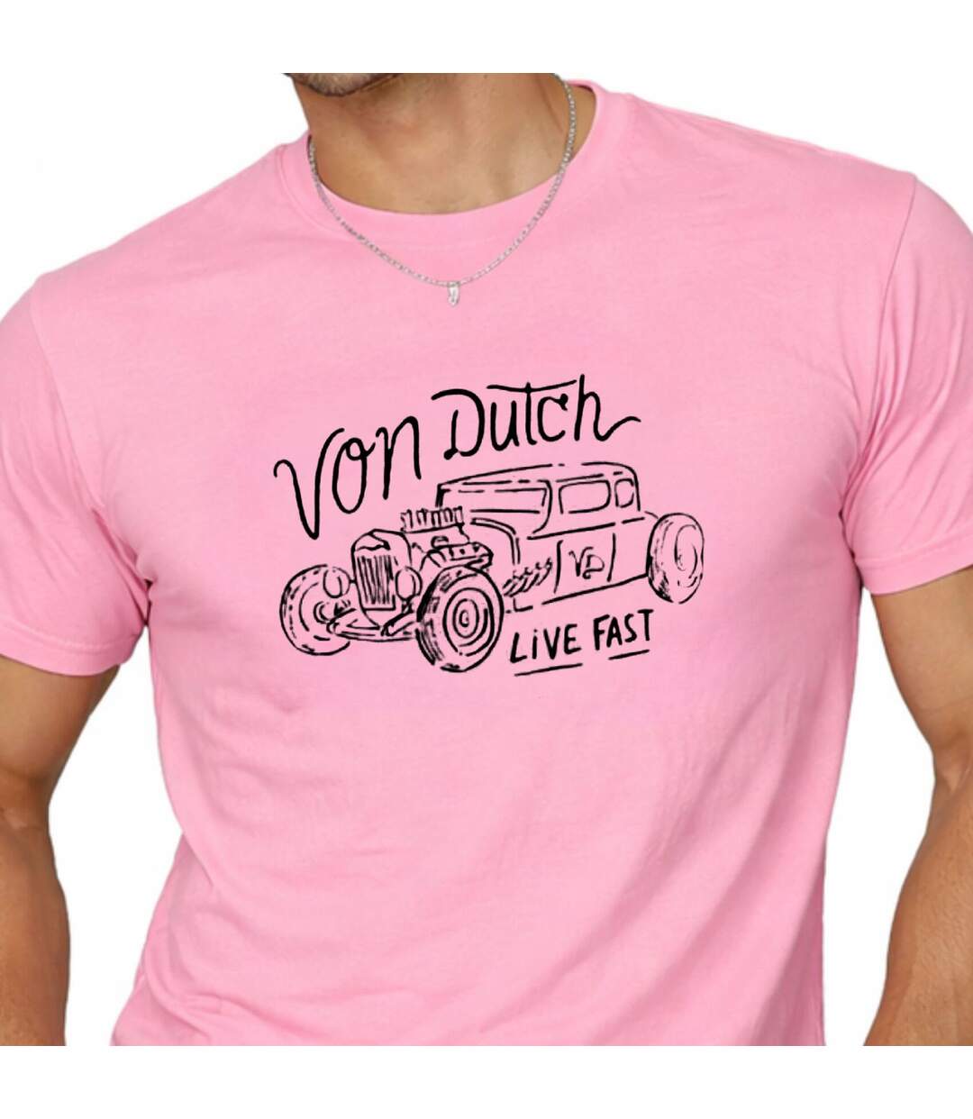 T-shirt homme col rond en jersey 140grm imprimé devant Log6 Vondutch-2