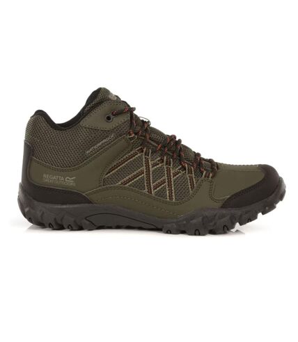 Regatta Mens Edgepoint Mid Waterproof Hiking Shoes (Bayleaf/Burnt Umber) - UTRG4559