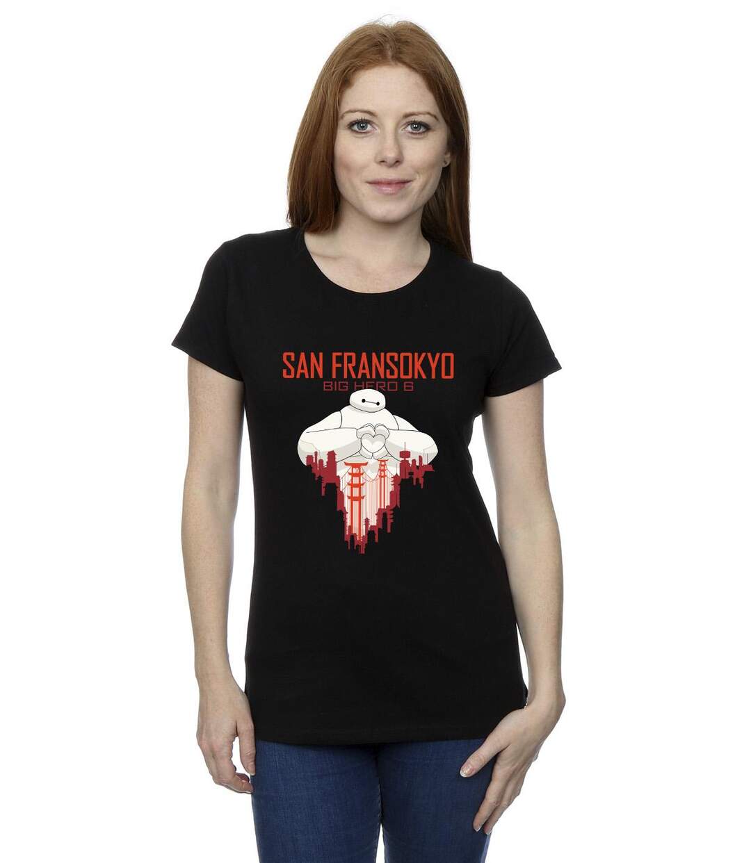 Disney - T-shirt BIG HERO BAYMAX SAN FRANSOKYO HEART - Femme (Noir) - UTBI13243-2