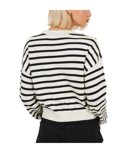 Pull Motif/style À Rayures Femme Blanc Cassé Noir Brave Soul