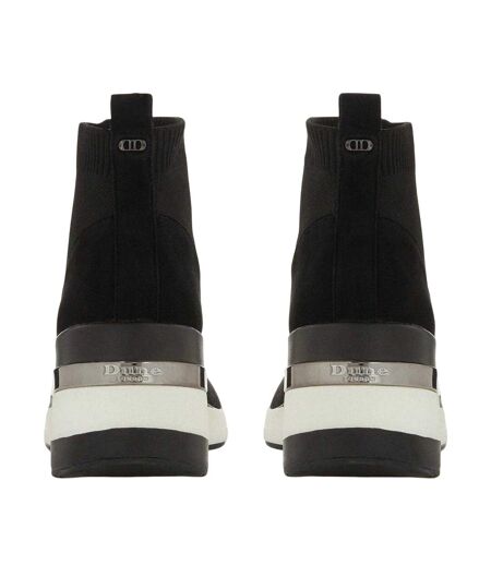 Womens/ladies Engel Suede Wedge Trainers Black Dune London