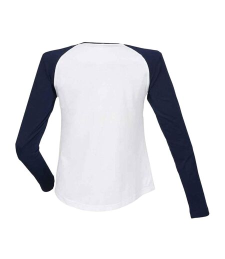 T-shirt femme blanc / bleu marine oxford Skinni Fit