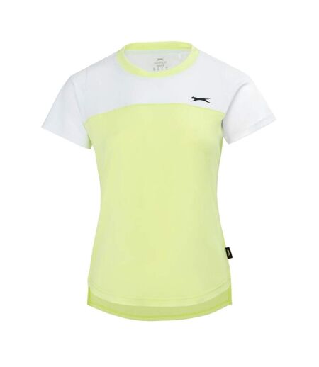 T-shirt Court Femme Blanc Vert Clair Slazenger