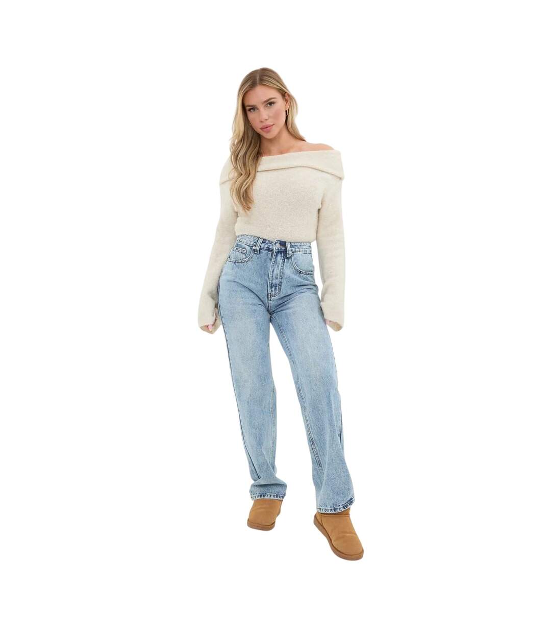 Womens/ladies Bouclé Bandeau Jumper Cream I Saw It First-4