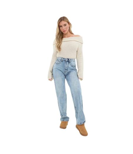 Womens/ladies Bouclé Bandeau Jumper Cream I Saw It First