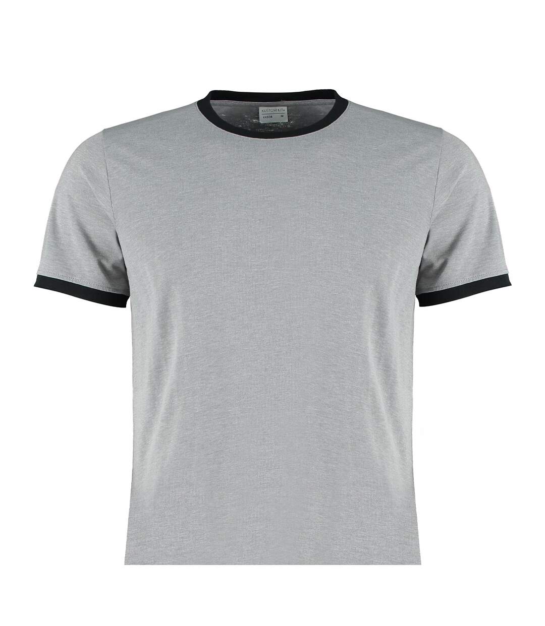 T-shirt Motif/style Ringer Homme Gris Clair Chiné Noir Kustom Kit-2