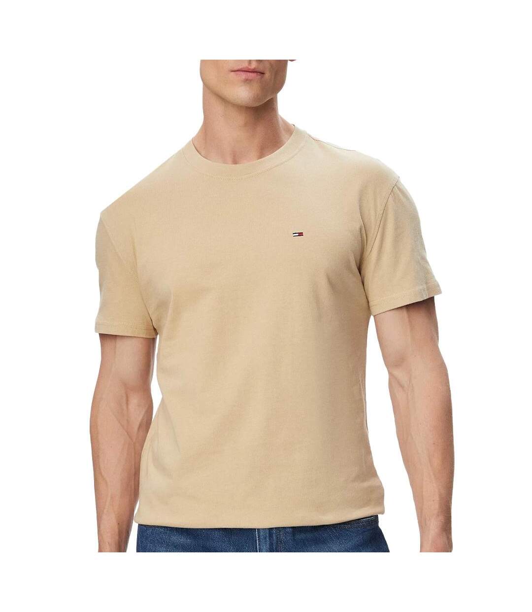 T-shirt beige pomme homme tommy hilfiger tjm slim linear-1