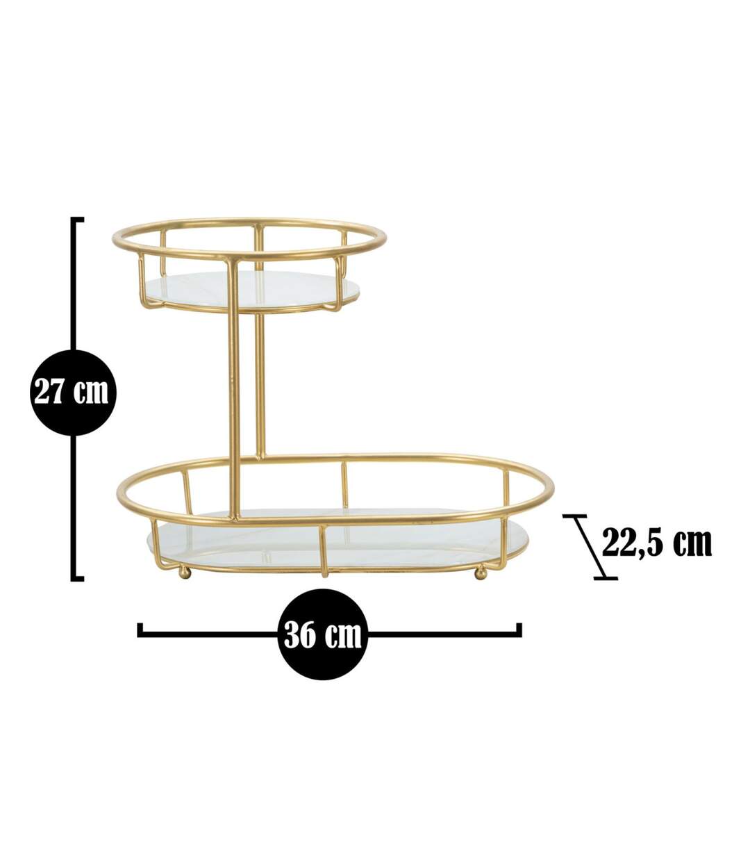 Plateau Décoratif 2 Niveaux Jade 36cm Or-5