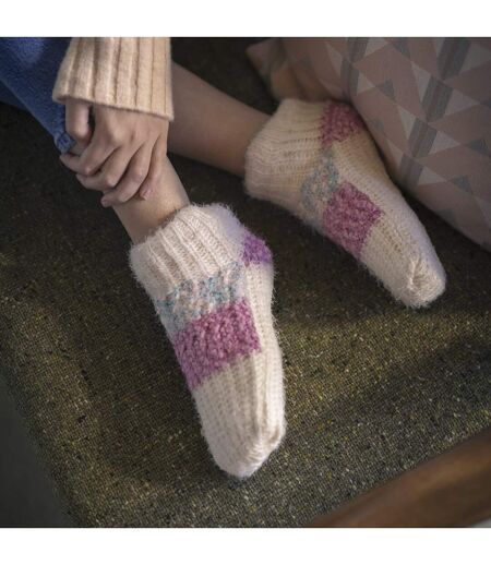 1 Pair Ladies Sherpa Lined Slipper Socks - Warm Fluffy Cosy Indoor Comfort