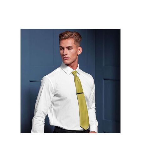 Premier Mens Plain Satin Tie (Narrow Blade) (Lemon) (One Size)