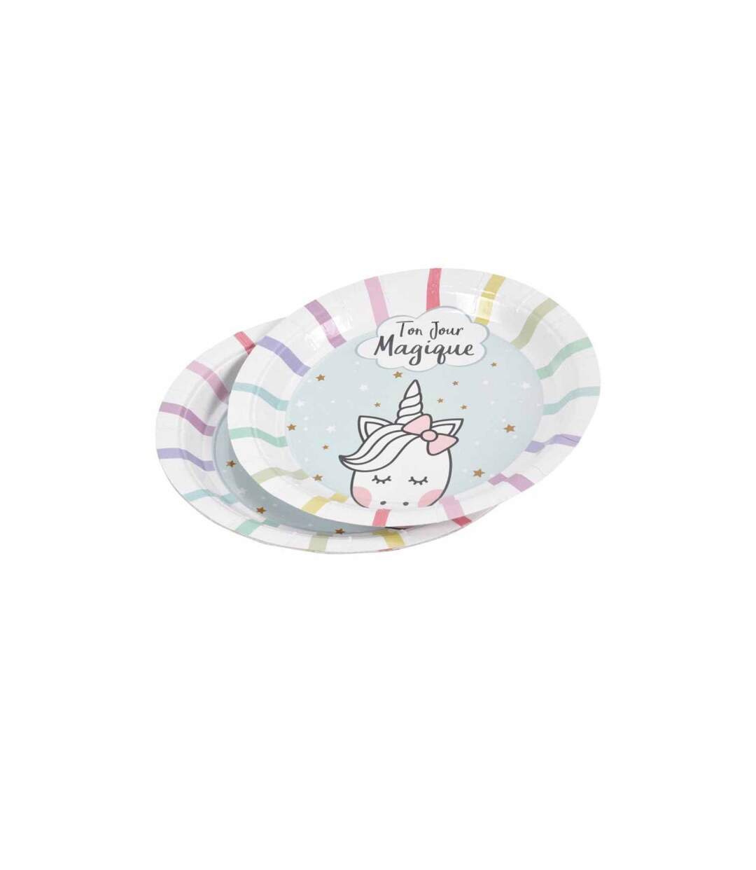 Lot de 6 Assiettes en Carton Licorne II 18cm Bleu-1