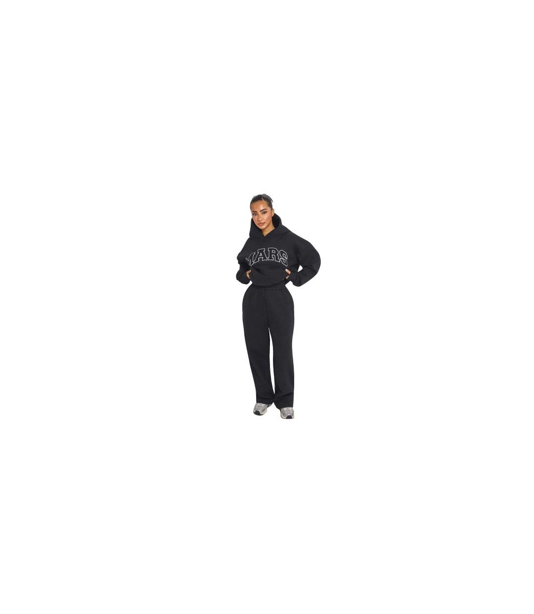 Womens/ladies Logo Relaxed Fit Varsity Hoodie Black Mars The Label-1