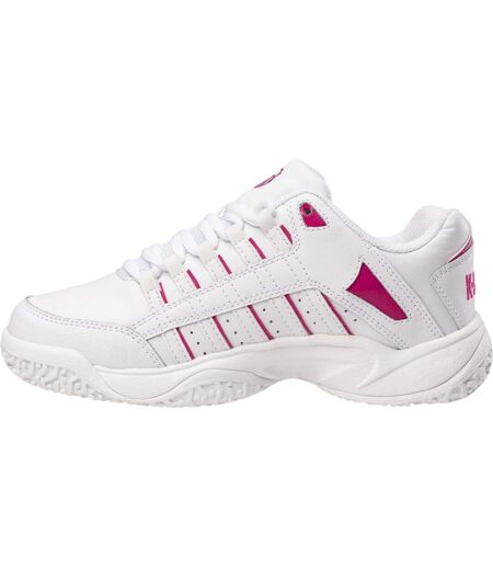 Mens Logo Leather Low Cut Tennis Shoes White K-Swiss