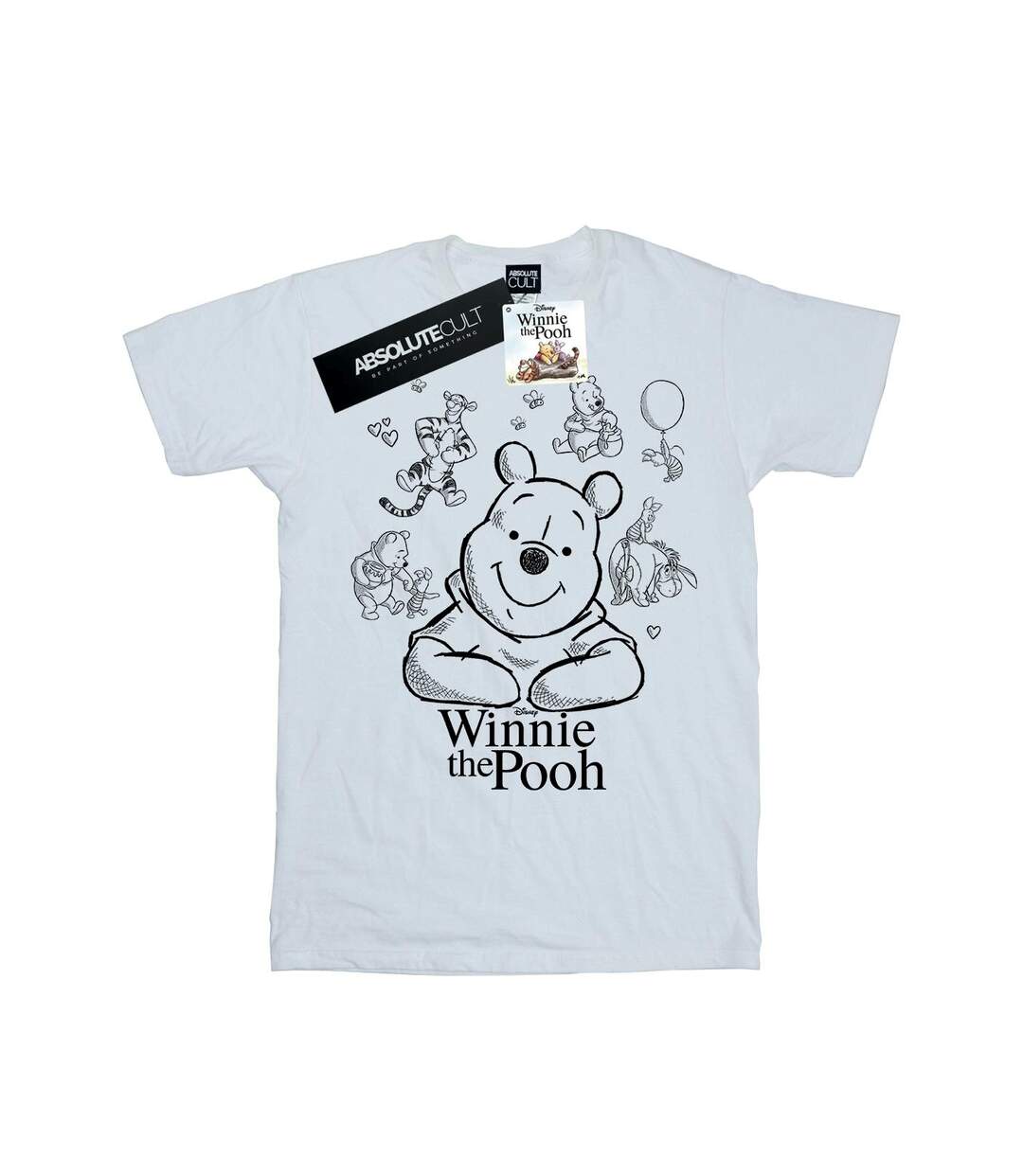 Disney Femme/Les femmes Winnie The Pooh Collage Sketch Cotton Boyfriend T-Shirt (Blanc) - UTBI47419-1
