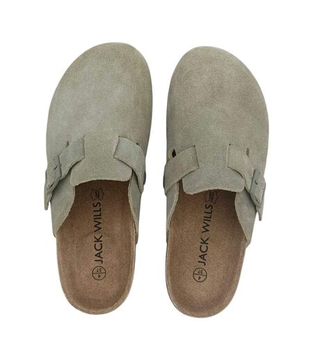 Womens/ladies Leather Mule Sandals Soft Green Jack Wills