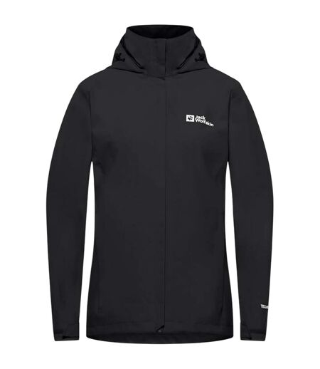 Womens/ladies Trailtime Waterproof Jacket Black Jack Wolfskin