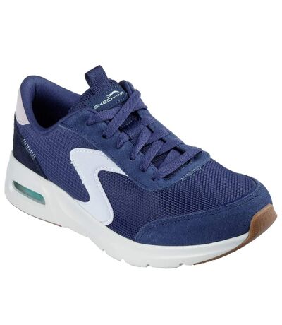 Womens/ladies skech-air court air wave suede trainers navy/white Skechers