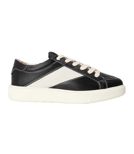 Mens Leather Low Cut Trainers Black Off White Belier